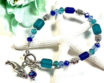 Armband zeeglas lamantijn, armband lamantijn, lamantijn sieraden, nautische sieraden, beachy sieraden, zomersieraden, zeeglas sieraden, zeekoeien