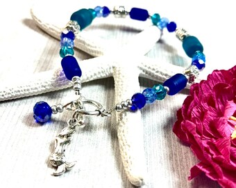 Sea Glass Mermaid Bracelet, Mermaid Bracelet, Sea Glass Bracelet, Sea Glass Jewelry, Mermaid Jewelry, Summer Jewelry, Mermaid Gift