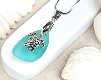 Meeresglas Schildkröten Halskette• Meeresschildkröten Halskette•Schildkröten Schmuck•Schildkröte•Geschenk für Sie•Geschenk für Mama