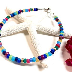 Boho Beaded Anklet, Beaded Ankle Bracelet, Dainty Boho Anklet, Beach Anklet, Seed Bead Anklet, Foot Jewelry, Beach Jewelry, Summer Jewelry