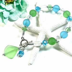 Sea Glass Scallop Shell Bracelet, Scallop Shell Bracelet, Scallop Shell Jewelry, Sea Glass Bracelet, Sea Glass Jewelry, Beachy Jewelry,