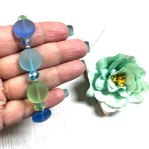 Blue Sea Glass Bracelet, Sea Glass Bracelet, Sea Glass Jewelry, Beachy Jewelry, Summer Jewelry, Bridesmaid Gift,Boho Bracelet, Boho Jewelry