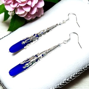 Sea Glass Teardrop Earrings, Teardrop Earrings,Blue Sea Glass Earrings,Long Boho Earrings,Sea Glass Jewelry, Summer Jewelry, Bridesmaid Gift