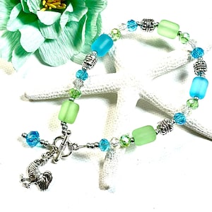 Sea Glass Rooster Bracelet, Key West Rooster Bracelet , Rooster Jewelry,Sea Glass Bracelet, Sea Glass Jewelry,Rooster Gift, Key West Jewelry