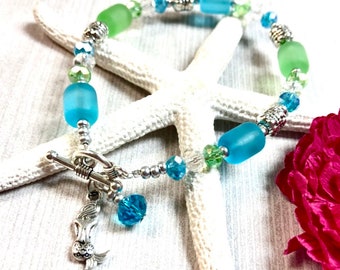 Sea Glass Mermaid Bracelet, Mermaid Bracelet, Sea Glass Bracelet, Sea Glass Jewelry, Mermaid Jewelry, Summer Jewelry, Mermaid Gift
