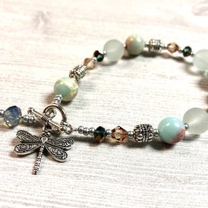 Jasper Dragonfly Bracelet, Dragonfly Bracelet, Jasper Bracelet , Aqua Jasper Bracelet, Jasper Jewelry, Dragonfly Jewelry, Summer Jewelry