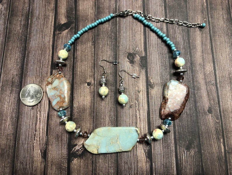 Statement Necklace Jasper Earrings Jasper Jewelry Jasper Necklace Stone Necklace Chunky Necklace Jasper Statement Necklace Set