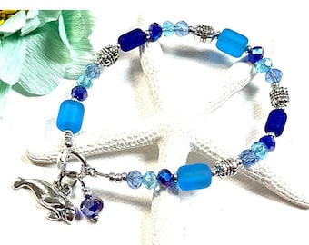 Armband zeeglas lamantijn, armband lamantijn, lamantijn sieraden, nautische sieraden, beachy sieraden, zomersieraden, zeeglas sieraden, zeekoeien