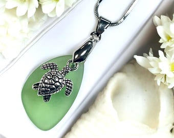 Meeresglas Schildkröten Halskette• Meeresschildkröten Halskette•Schildkröten Schmuck•Schildkröte•Geschenk für Sie•Geschenk für Mama