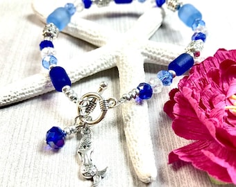 Sea Glass Mermaid Bracelet, Mermaid Bracelet, Sea Glass Bracelet, Sea Glass Jewelry, Mermaid Jewelry, Summer Jewelry, Mermaid Gift