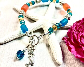 Sea Glass Mermaid Bracelet, Mermaid Bracelet, Sea Glass Bracelet, Sea Glass Jewelry, Mermaid Jewelry, Summer Jewelry, Mermaid Gift