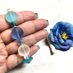 Blue Sea Glass Bracelet, Sea Glass Bracelet, Sea Glass Jewelry, Beachy Jewelry, Summer Jewelry, Bridesmaid Gift,Boho Bracelet, Boho Jewelry