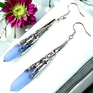 Sea Glass Teardrop Earrings, Teardrop Earrings,Blue Sea Glass Earrings,Long Boho Earrings,Sea Glass Jewelry, Summer Jewelry, Bridesmaid Gift