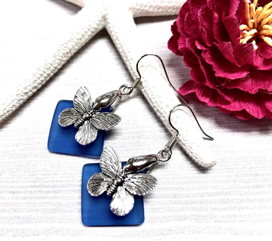 Glass butterfly earrings Clearance