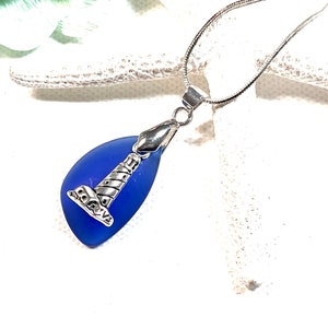 Sea Glass Lighthouse Necklace, Lighthouse Pendant Necklace, Lighthouse Jewelry, Lighthouse Gift, Nautical Jewelry, Beachy Jewelry