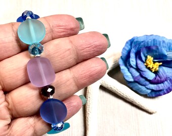 Sea Glass Bracelet,Purple Sea Glass Bracelet, Sea Glass Jewelry, Beachy Jewelry, Summer Jewelry, Bridesmaid Gift,Boho Bracelet, Boho Jewelry