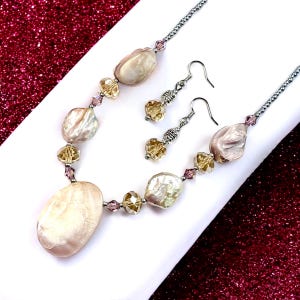 Shell Necklace Set • Fresh Water Pearl Necklace• Abalone Necklace• Beach Jewelry •Summer Jewelry• Gift for Her • Gift for Mom•Boho Necklace