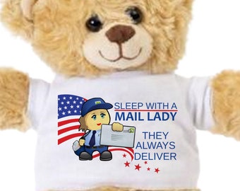 Plush Teddy Bear Sleep With A Mail Lady They Always Deliver Letter Carrier 10 or 22 inch Luxuriously Soft Plush Bear with T-shirt