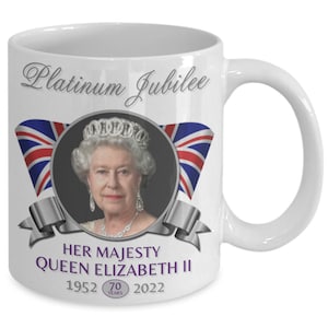 Queen Elizabeth II Platinum Jubilee Coffee Mug Commemorating 70 Years