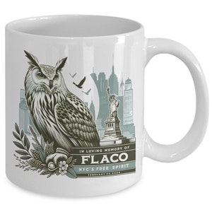 Flaco the Owl New York City Skyline Tribute Mug Eurasian Eagle Owl