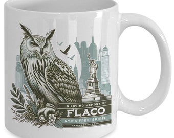 Flaco the Owl New York City Skyline Tribute Mug Eurasian Eagle Owl