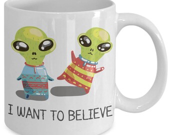 Mug UFO Ovni soucoupe volante alien I want to believe