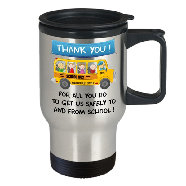 School Bus Driver Gift Thank You Appreciation Stainless Steel Travel Mug World's Best Bus Driver Mug