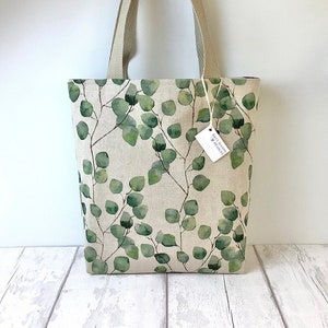 Long Handled Tote Bag - Foliage - Botanical - Green