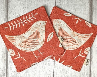 Coaster Set - Orange Folk Birds