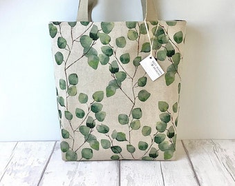 Long Handled Tote Bag - Foliage - Botanical - Green