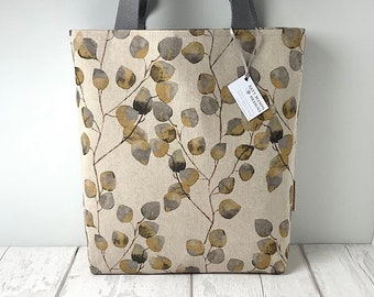 Long Handled Tote Bag - Foliage - Botanical - Copper