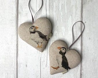 Corazón colgante - Frailecillos - Frailecillo - Decoraciones - Naturaleza - Regalos