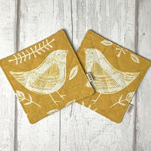 Coaster Set - Yellow Folk Birds