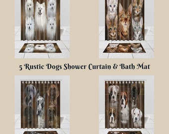 Great Dane Dalmatian Greater Swiss Mountain Doberman English Setter Dachshund Fall Festival Dog Cat Bath Mat /& Shower Curtain Combo