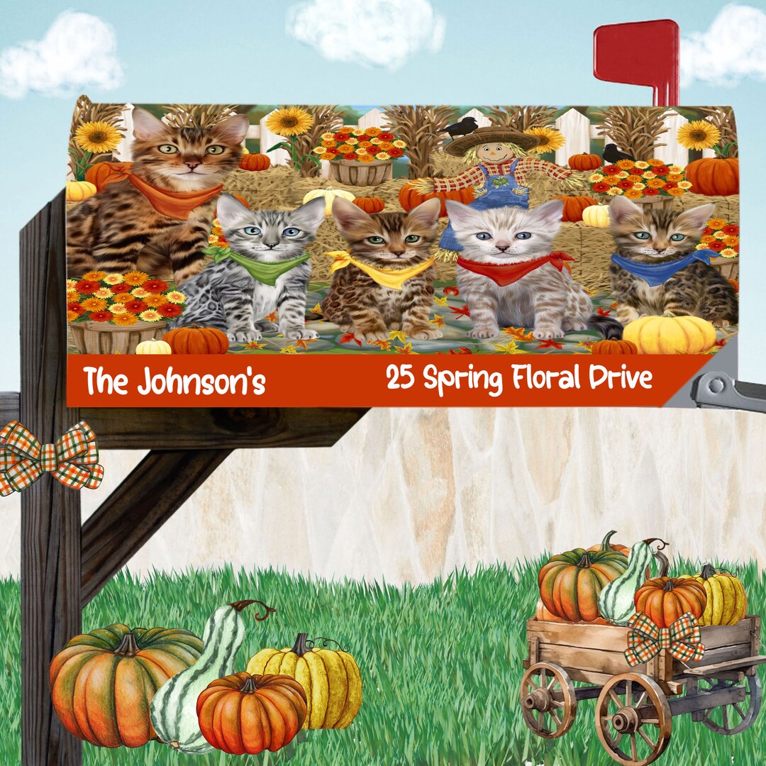 Bengal Cat Mailbox Cover Custom Vinyl, Personalized Ornament