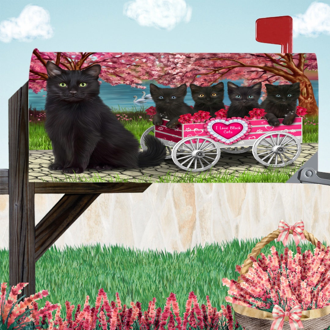 Walking Cat Mailbox Topper - Metal Decorative Mailbox Sign | Outdoor Decor