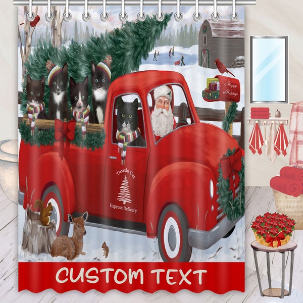 Tuxedo Cat Shower Curtain Etsy