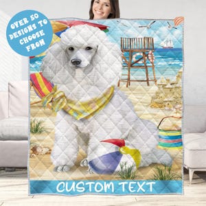 Poodle Dog Quilt Warm Bed Coverlet Bedspread Soft Lightweight Washable Polyester Halloween Spring Fall Easter Patrick's Day Quilt