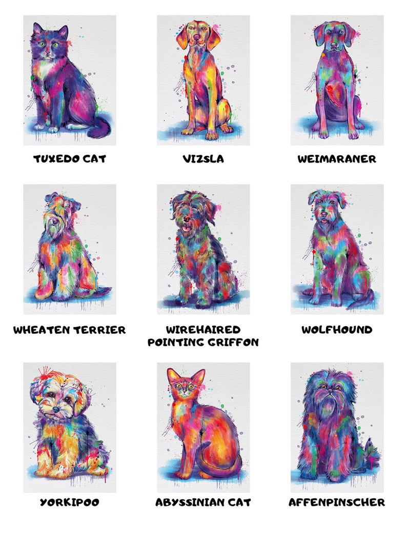 Custom Pet Name Personalized Watercolor Dogs Backpack Breeds! Available in Over 150 Dogs Cats Pets Name Personalized Backpack