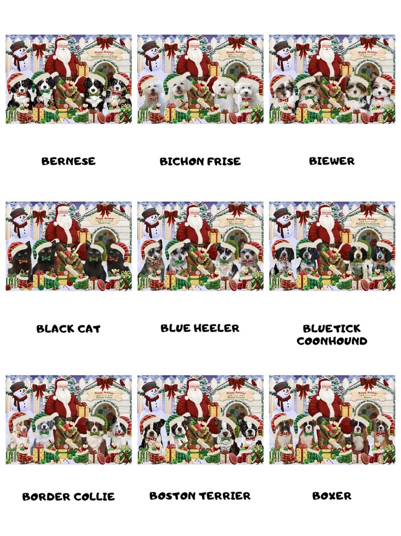 Christmas Dog Cat House Gathering Heart Ornament American Staffordshire American English Foxhound Akita Airedale Affenpinscher