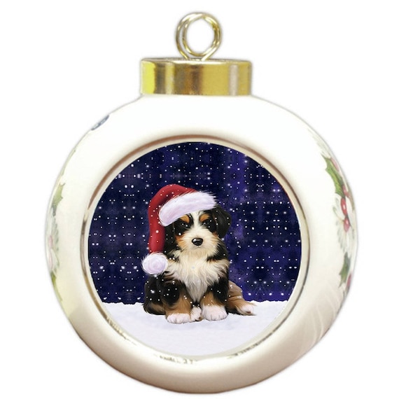 Wheaten Santa Hat Dog Porcelain Ornament Holiday Pet Gifts Irish Wolfhound