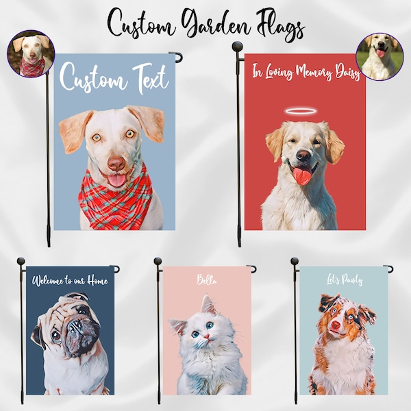 Personalized Pet Photo Garden Flag, Double-Sided Custom Decor, Home Garden Decor Gift For Cat Mom And Dog Dad, Customized Pet Memorial