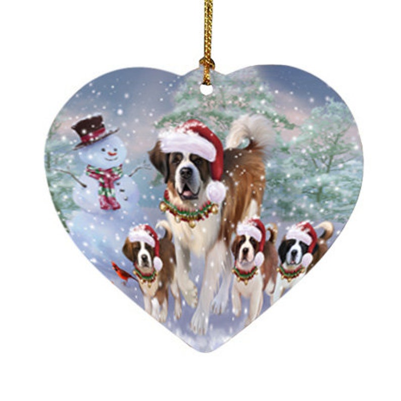 Scottish Terrier Schnauzer Christmas Running Dog Heart Ornament Rhodesian Ridgeback Rottweiler Saint Bernard Samoyed Pugs