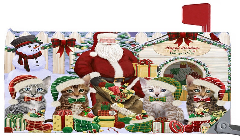 Christmas Dog House Gathering Mailbox Covers,Australian Kelpie Australian Shepherd Basset Hound Australian Terrier Beagle