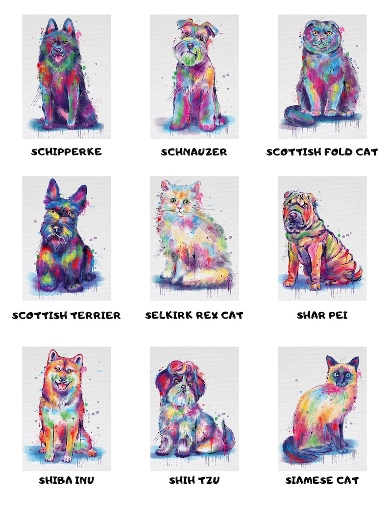 Custom Pet Name Personalized Watercolor Dogs Backpack Breeds! Available in Over 150 Dogs Cats Pets Name Personalized Backpack