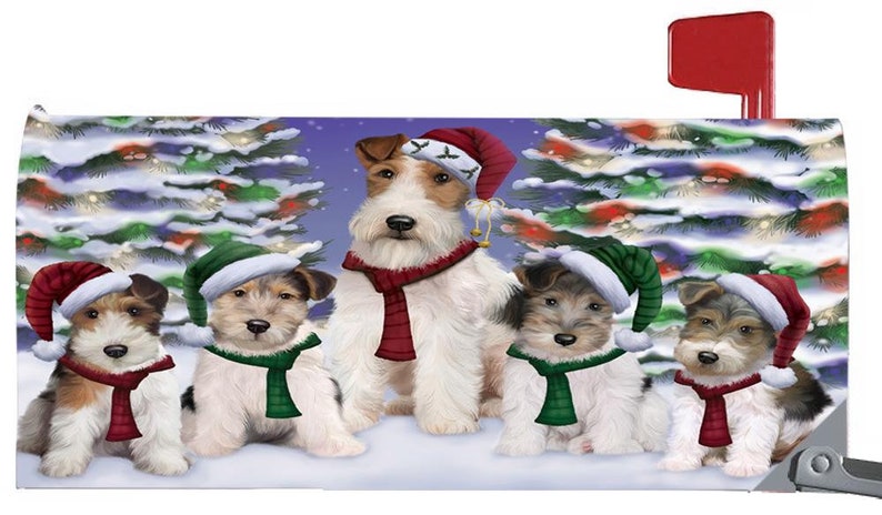 Christmas Family Portrait Mailbox Covers,Vizsla Yorkshire Terrier Weimaraner Wheaton Terrier Wire Fox Terrier West Highland Terrier