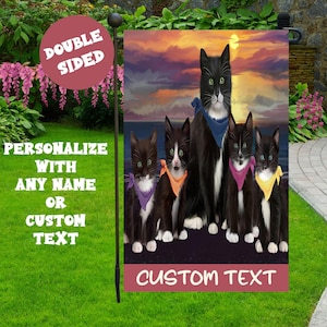 Tuxedo Cat Garden Flag Customized Your Pet on Outdoor Decor House Yard Design Gifts for Pet Parents Dog Picture Flag Yard Decorations