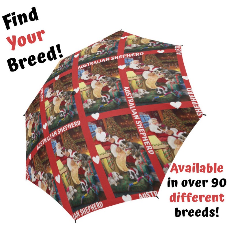 Santa Sleeping with Dog /& Cats Semi-Automatic Foldable Umbrella Yorkshire Terrier