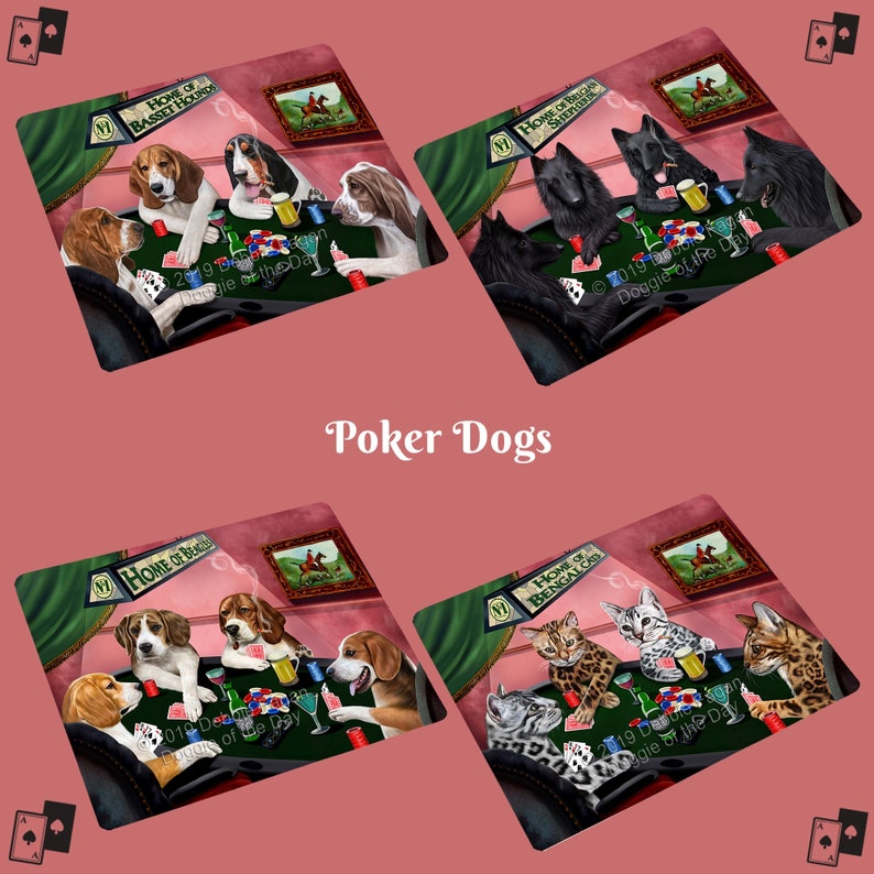 Chesapeake Bay Retriever German Shorthaired Pointer Home of Dogs Cats Playing Poker Refrigerator Magnet English Springer Spaniel