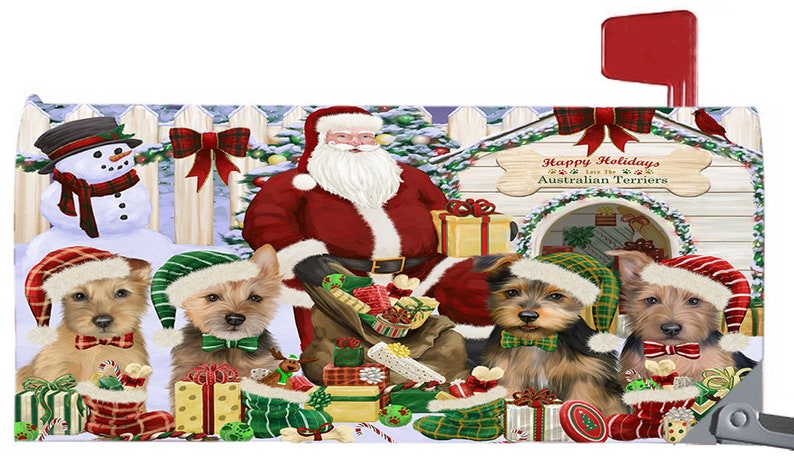 Christmas Dog House Gathering Mailbox Covers,Australian Kelpie Australian Shepherd Basset Hound Australian Terrier Beagle